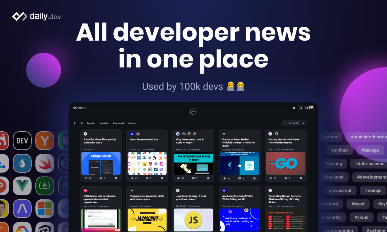 daily.dev - All-in-one tech news reader for developers | Product Hunt