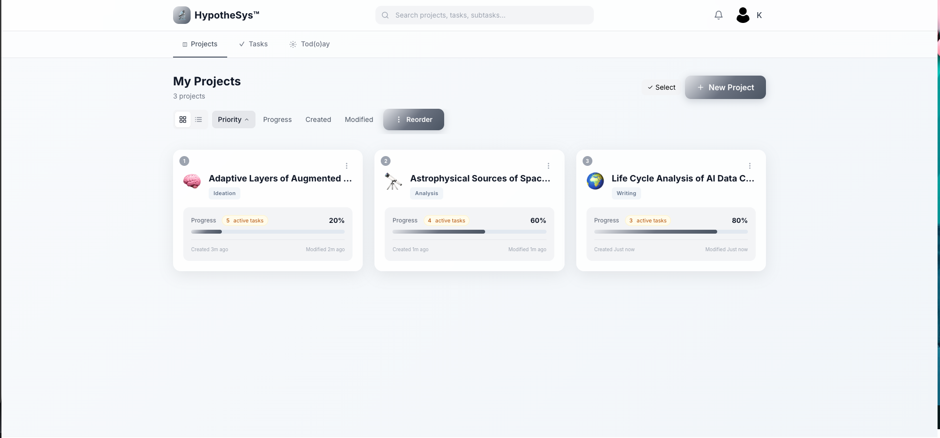 HypotheSys™: Research Project Management - Main product screenshot demonstrating key features and user interface