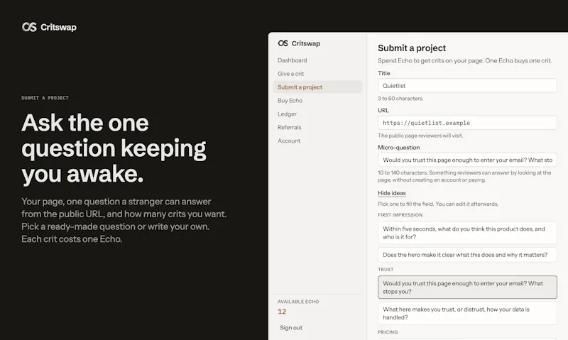 Critswap screenshot 4