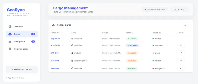 GeoSync — Intelligent Logistics Network screenshot 1