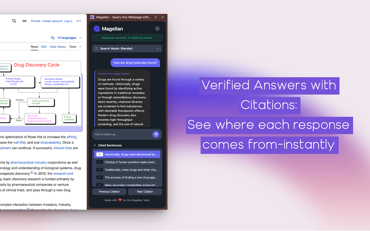 Magellan - gratis AI -webpagina zoeken - Stel AI -vragen over elke webpagina en krijg onmiddellijke antwoorden. media 4