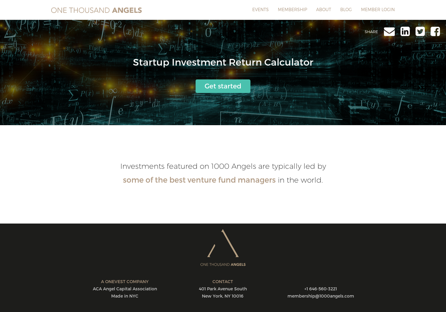 Startup Return Calculator by 1000 Angels Image