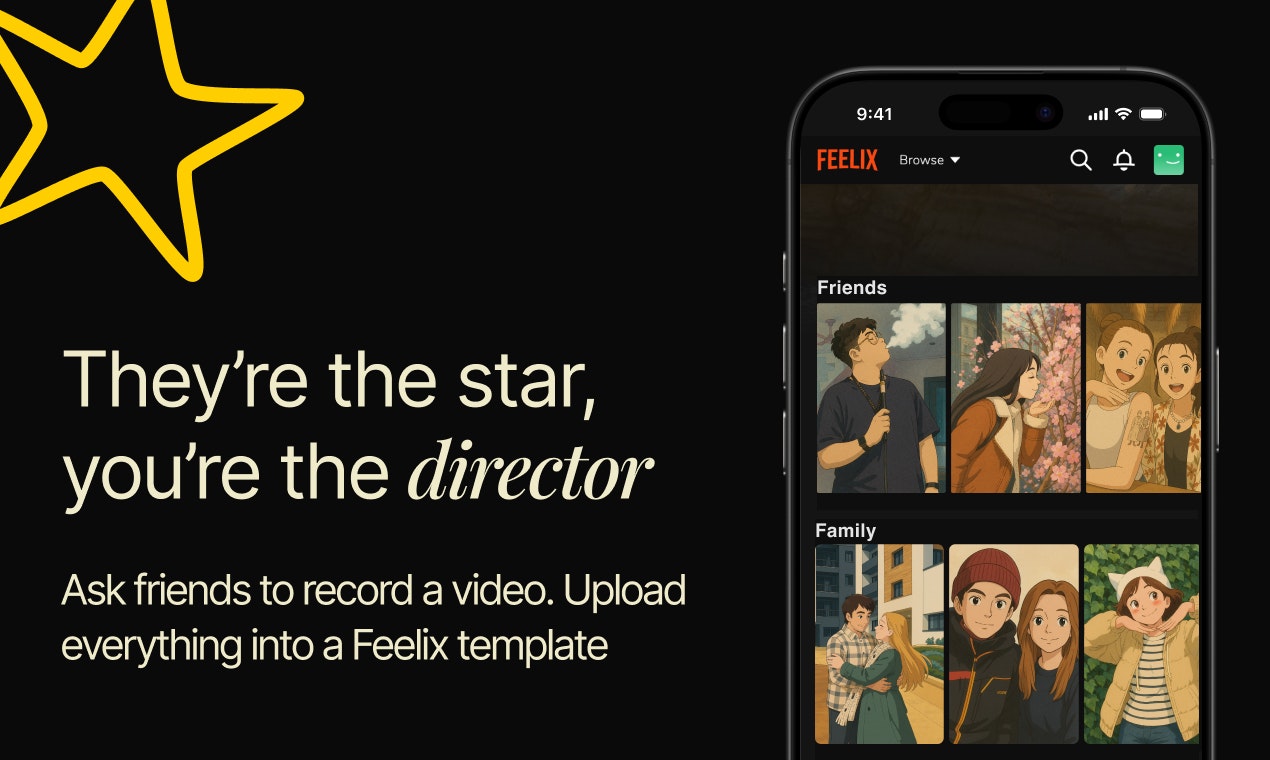 Feels - Kişisel video selamları ile Netflix tarzı bir site oluşturun medya 4