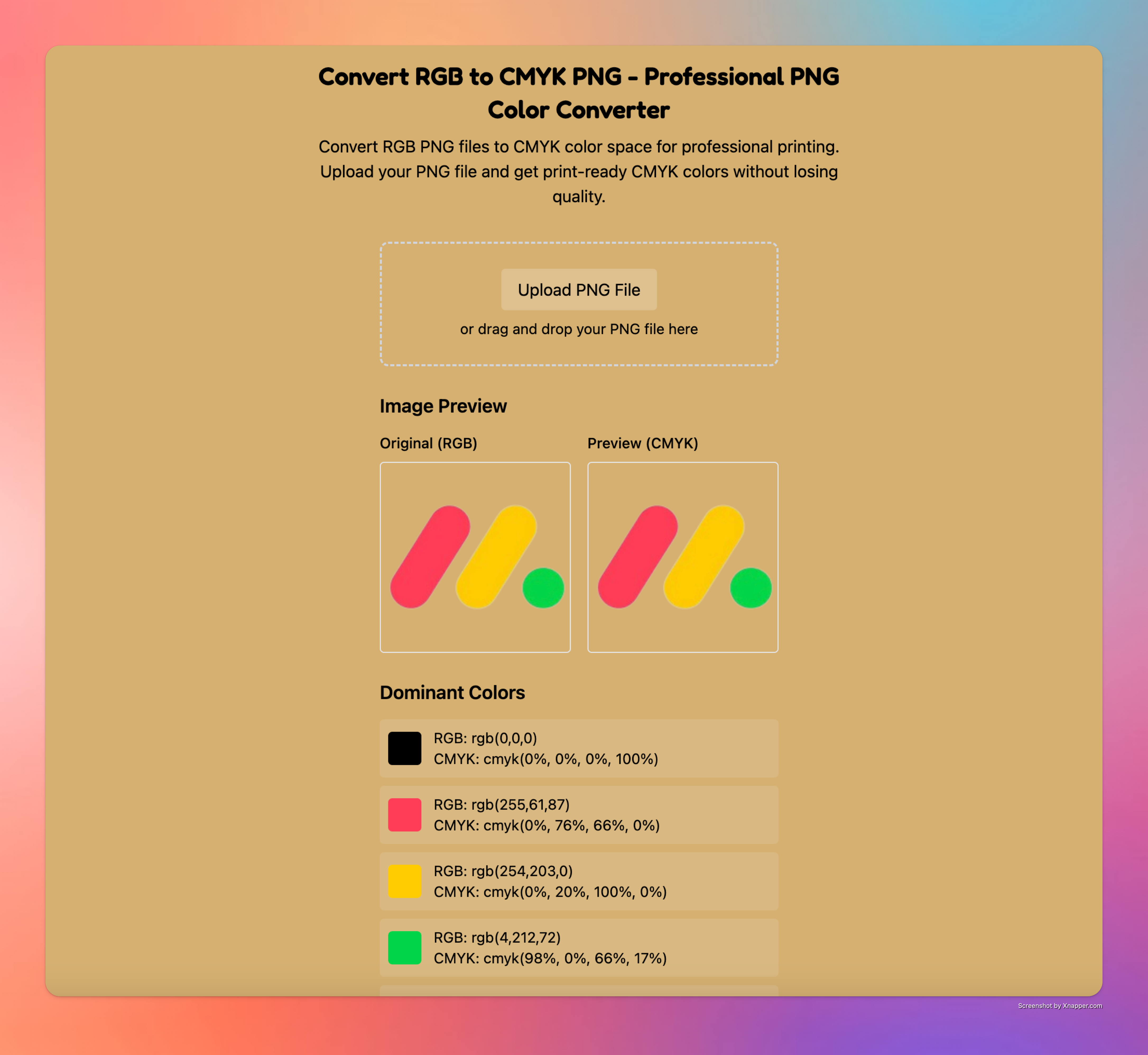 وسائط PNG2CMYK - RGB إلى CMYK Converter - تحويل RGB PNGs لطباعة ملفات CMYK بثانية 1
