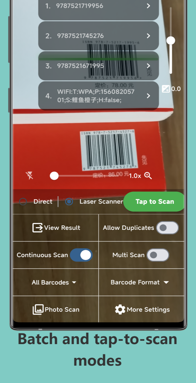 Média Scanner EASYCODE - QR & Barcode Scan continu, tapo-to-scan, exportation vers Excel 3