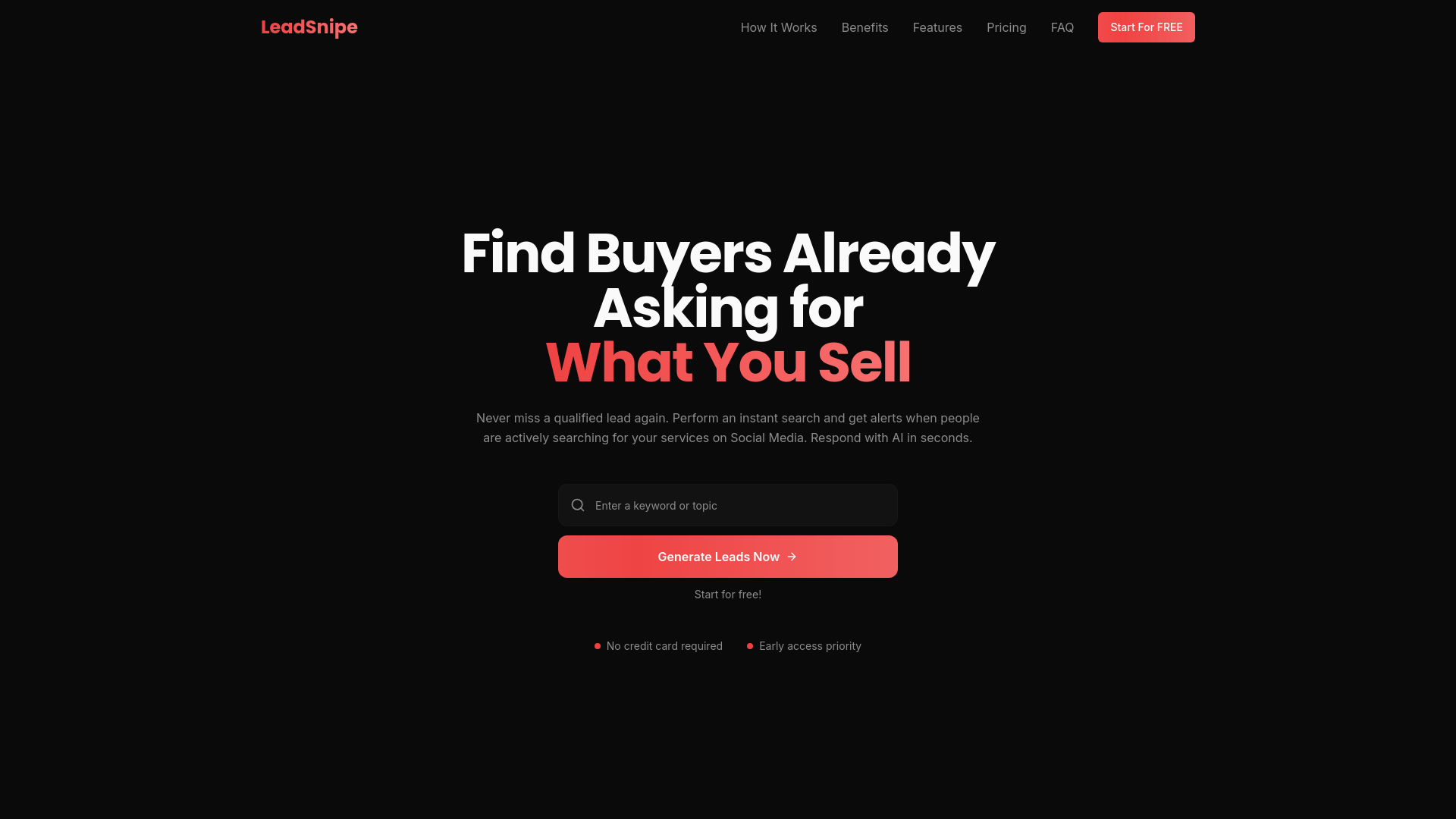 LeadSnipe.io - Main product screenshot demonstrating key features and user interface