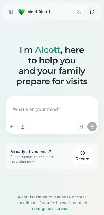 Alcott - Main product screenshot demonstrating key features and user interface
