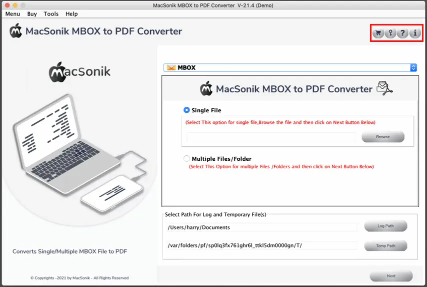 MacSonik MBOX to PDF  Converter Tool