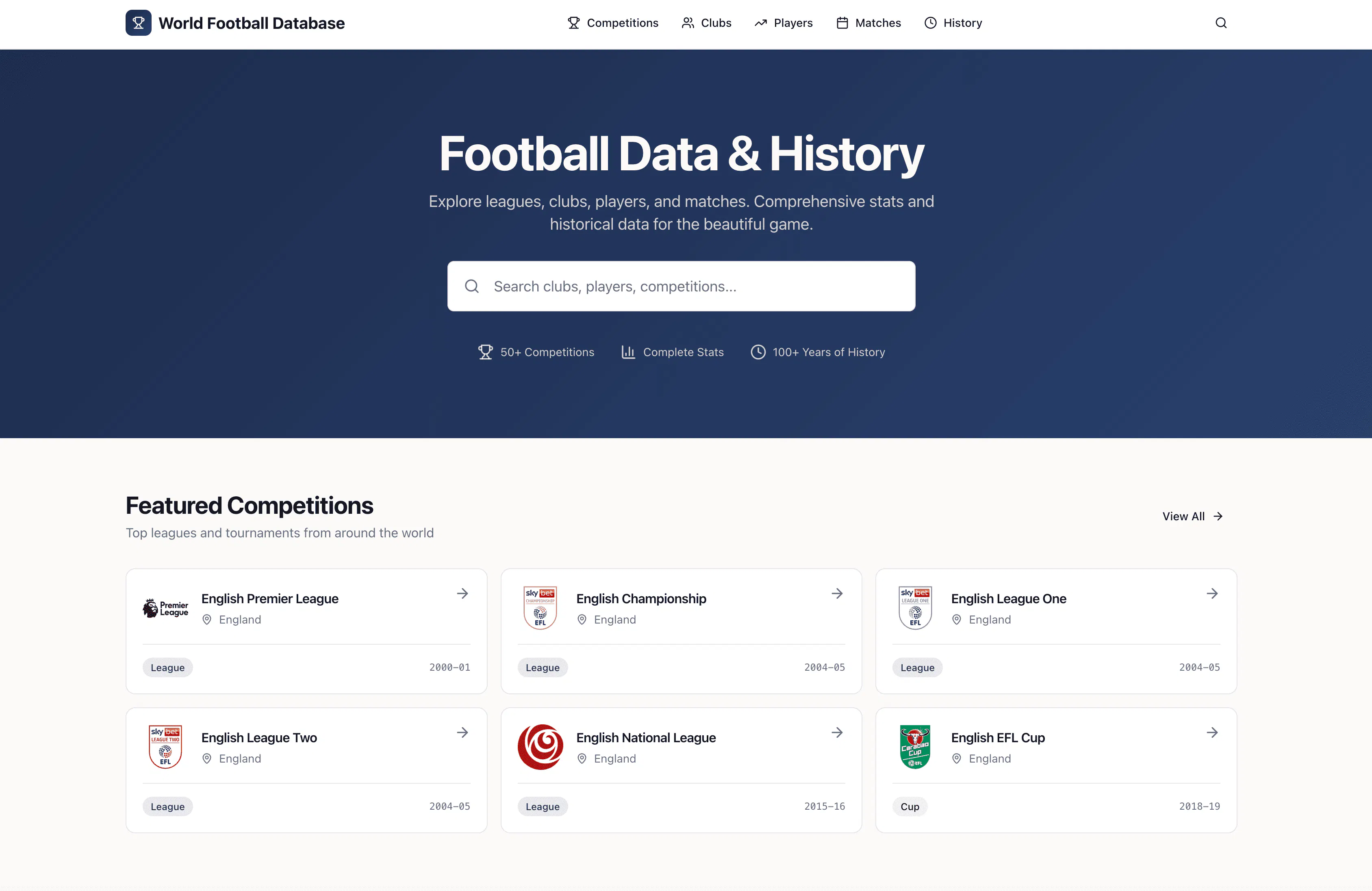 World Football Database 제품 배너