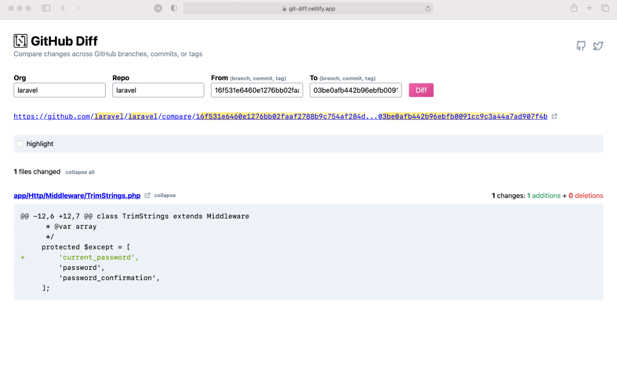GitHub Diff gallery image