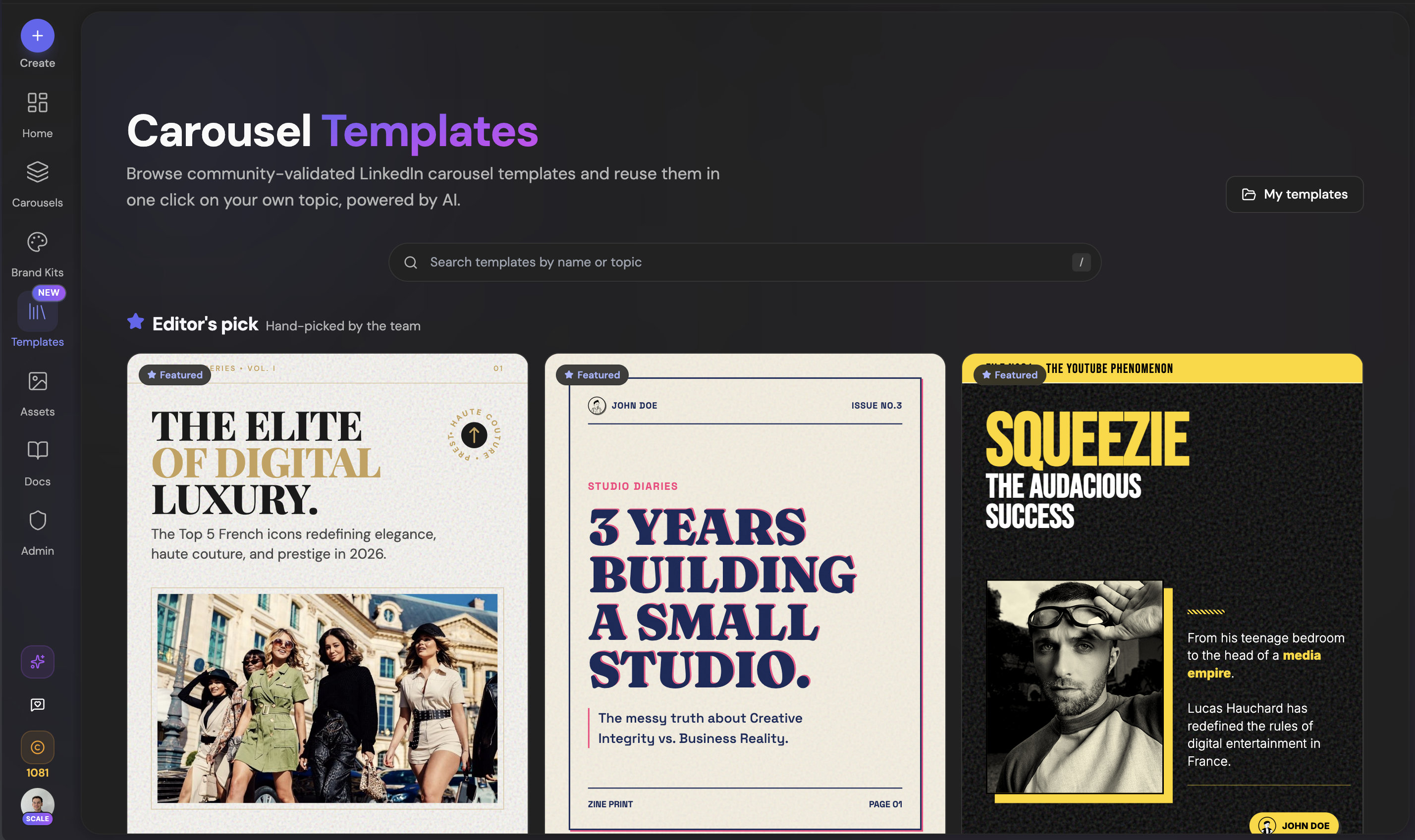 Carousels Generator Templates gallery image