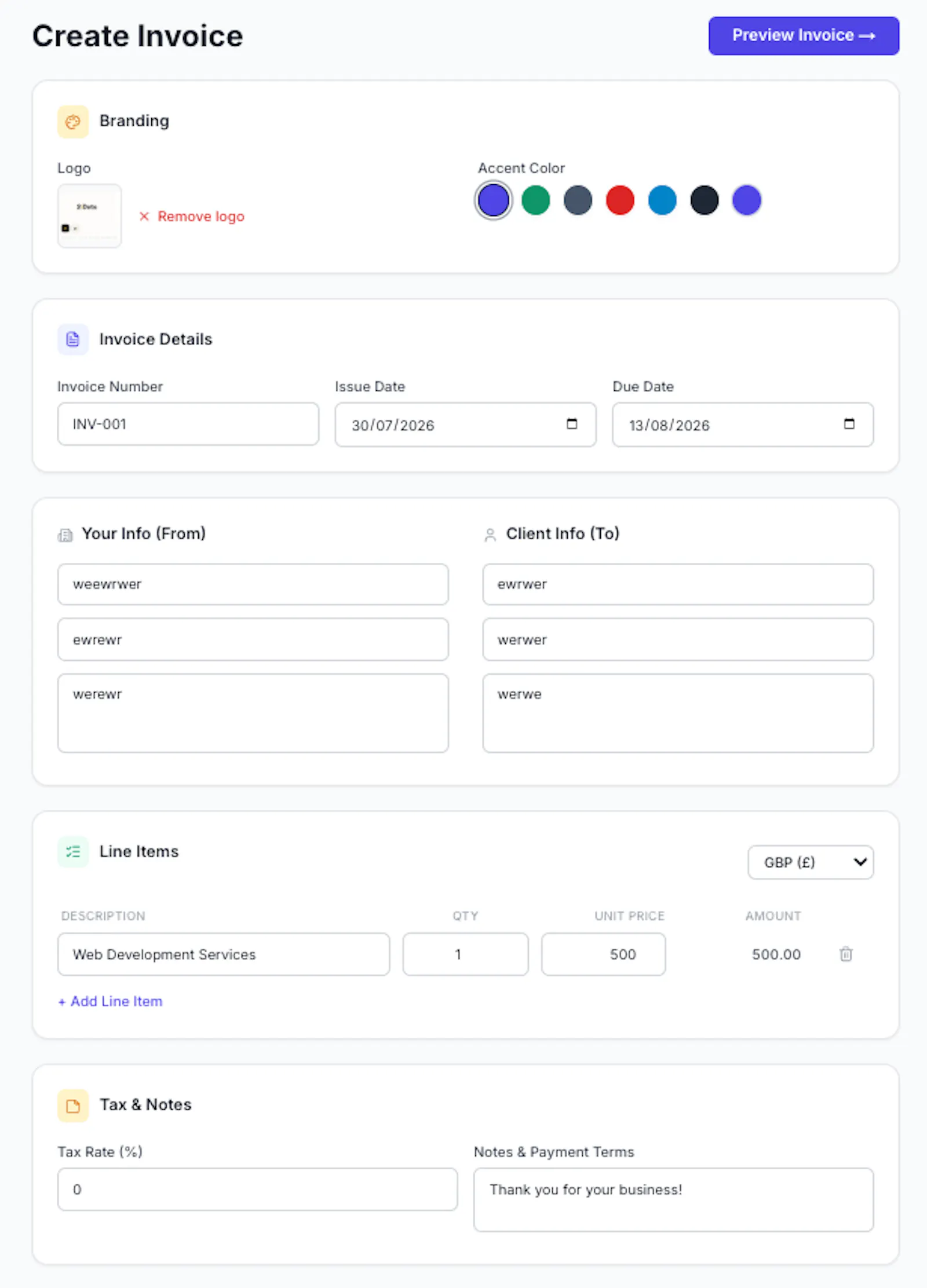 InvoiceFast screenshot 2
