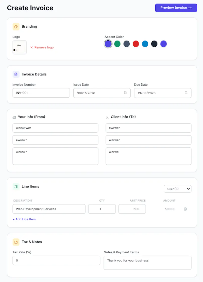 InvoiceFast screenshot 2
