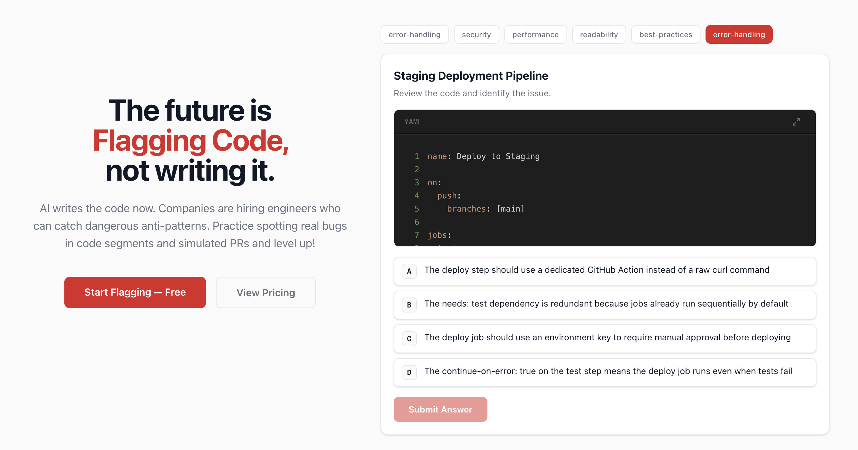 CodeFlag - Main product screenshot demonstrating key features and user interface