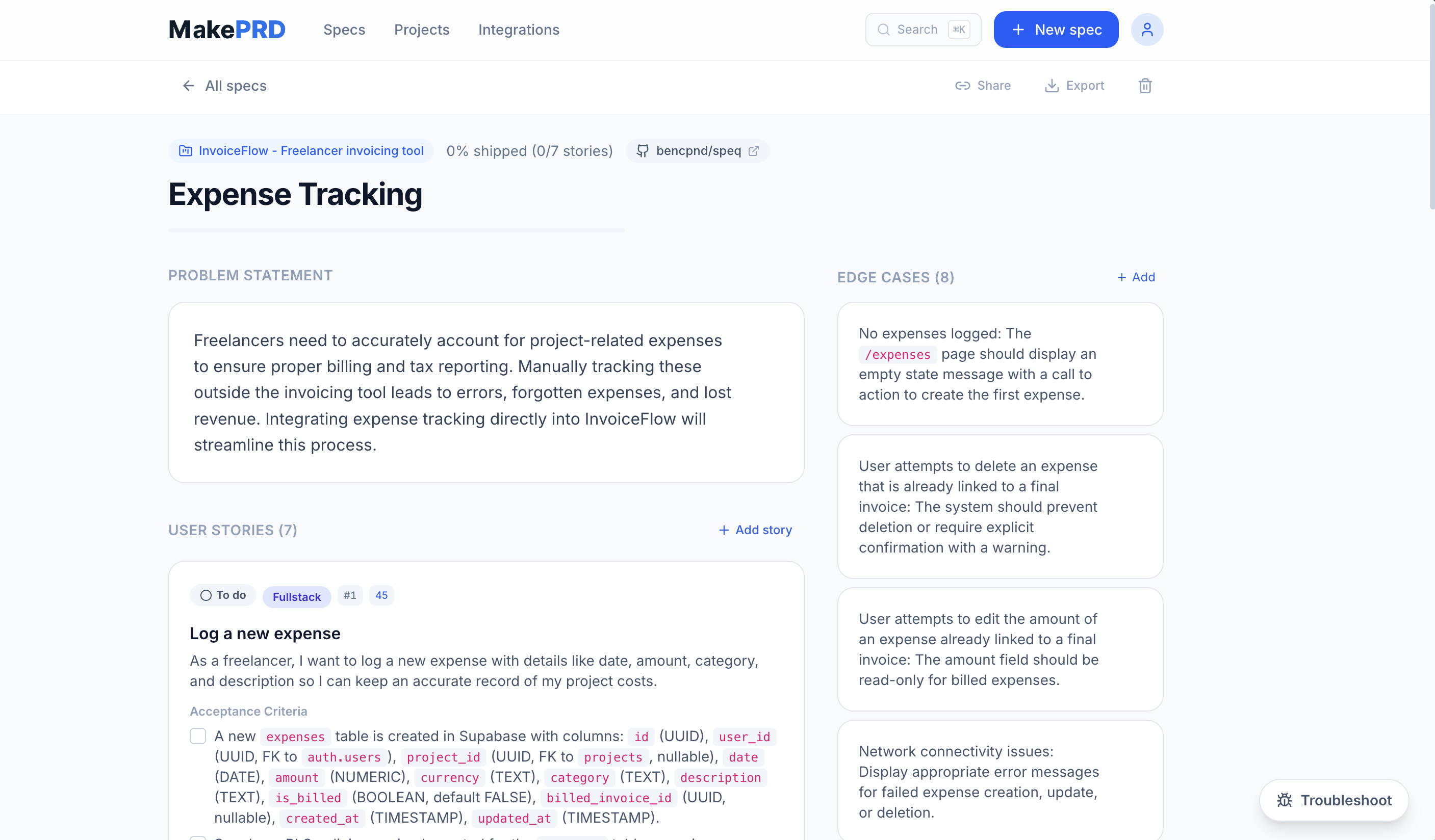 MakePRD - Screenshot 4 showing product features and functionality