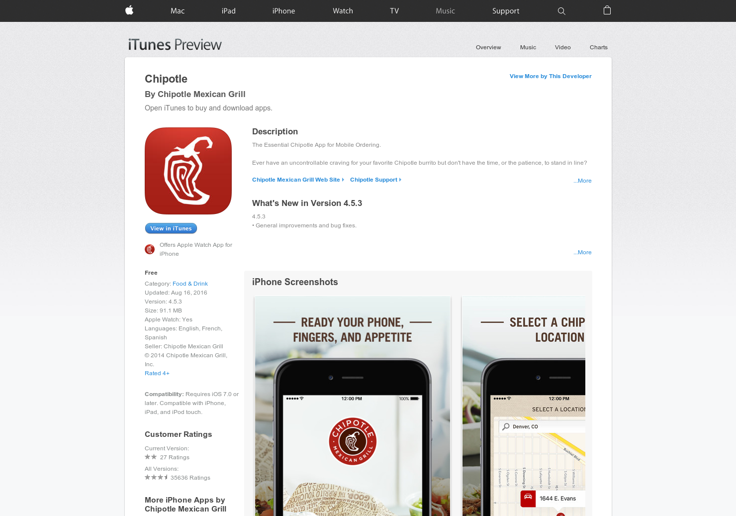 Chipotle Apple Watch App Image