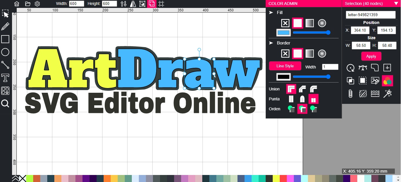 Editor vectorial de artDraw en línea media 2