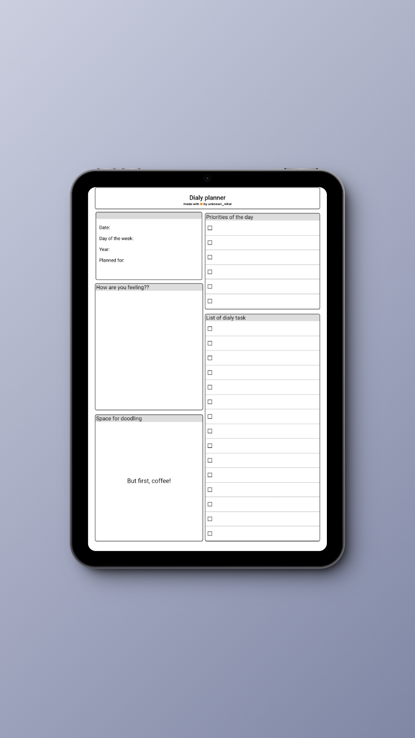 Daily planner Remarkable 2 template gallery image