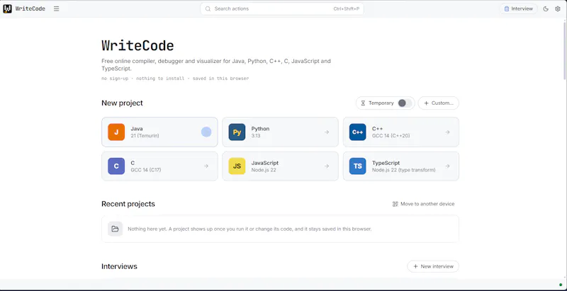 WriteCode screenshot 1