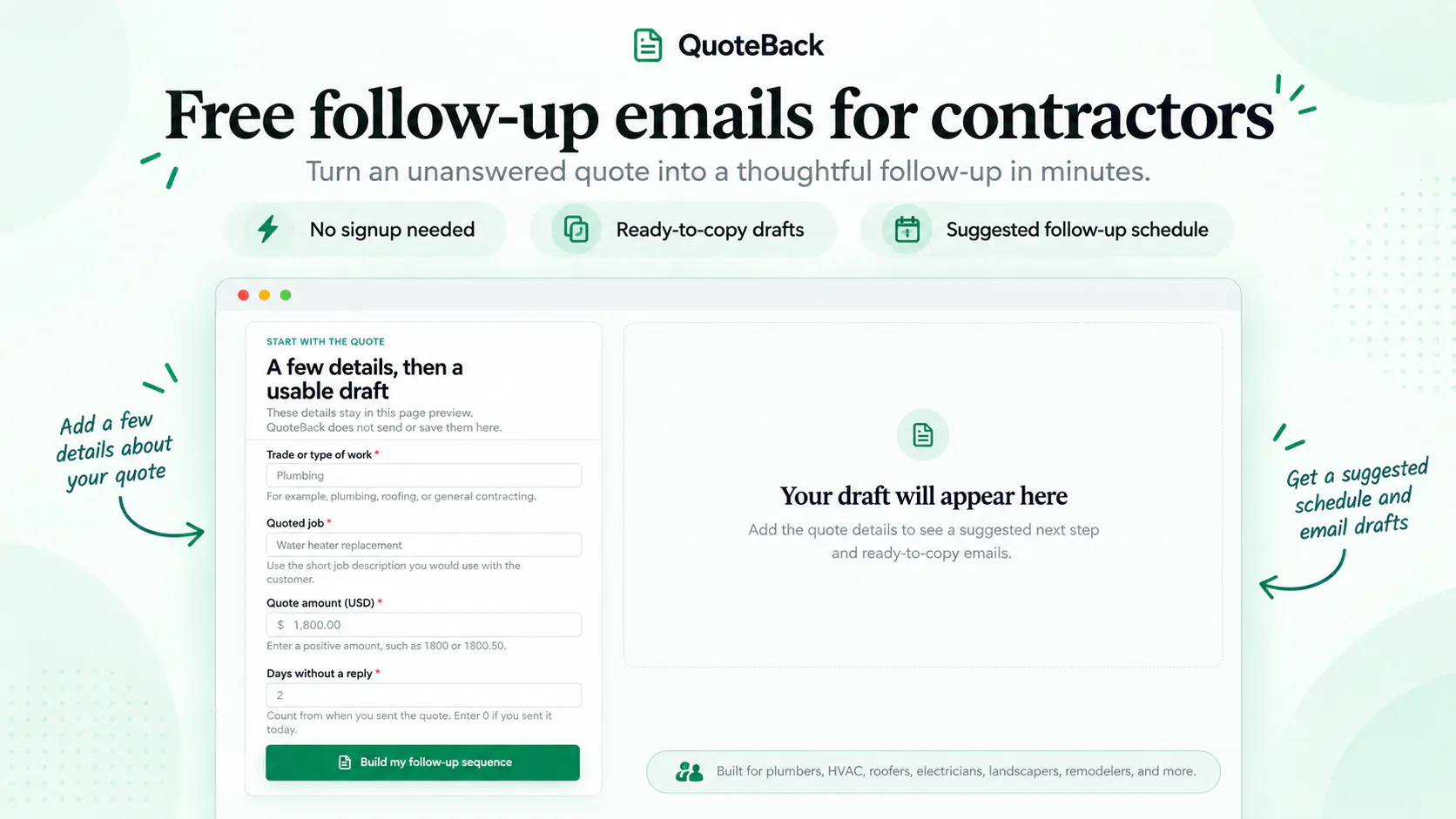 QuoteBack Follow-Up Generator gallery image
