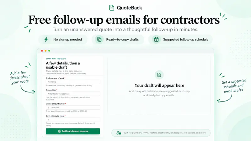 QuoteBack Follow-Up Generator screenshot 1
