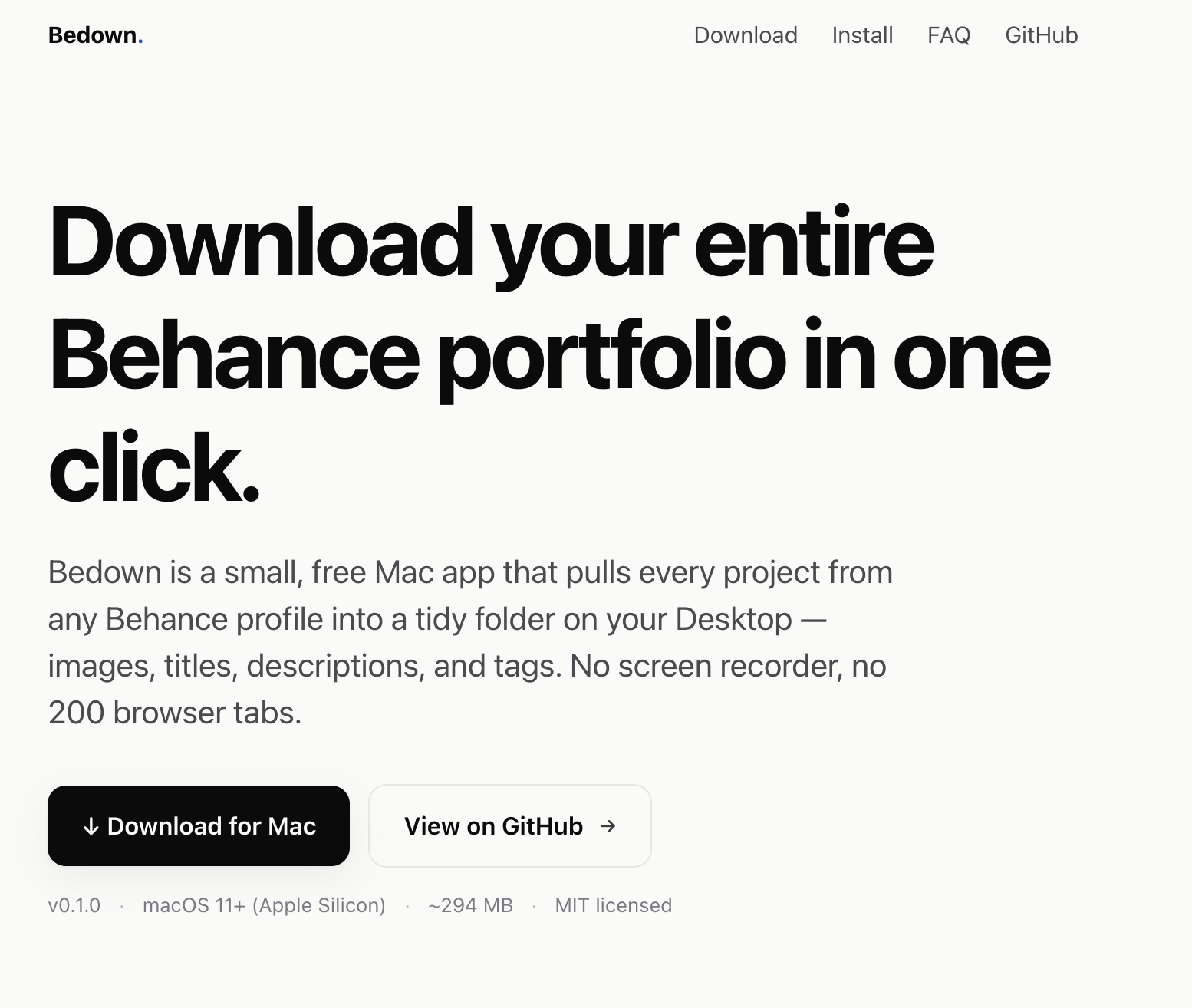 Bedown - Download your Behance portfolio