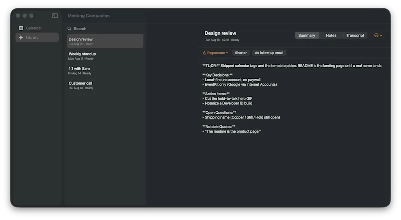 Copper screenshot 2