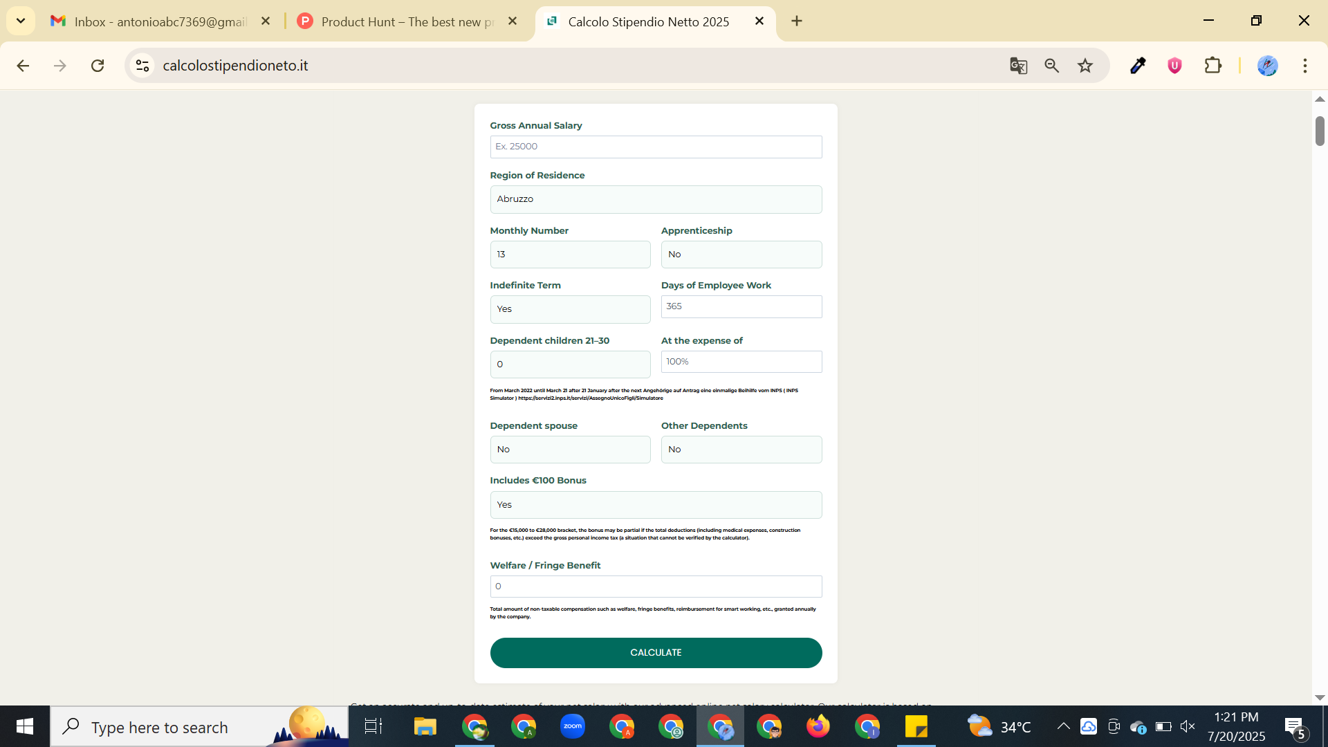 calcolostipendionetto