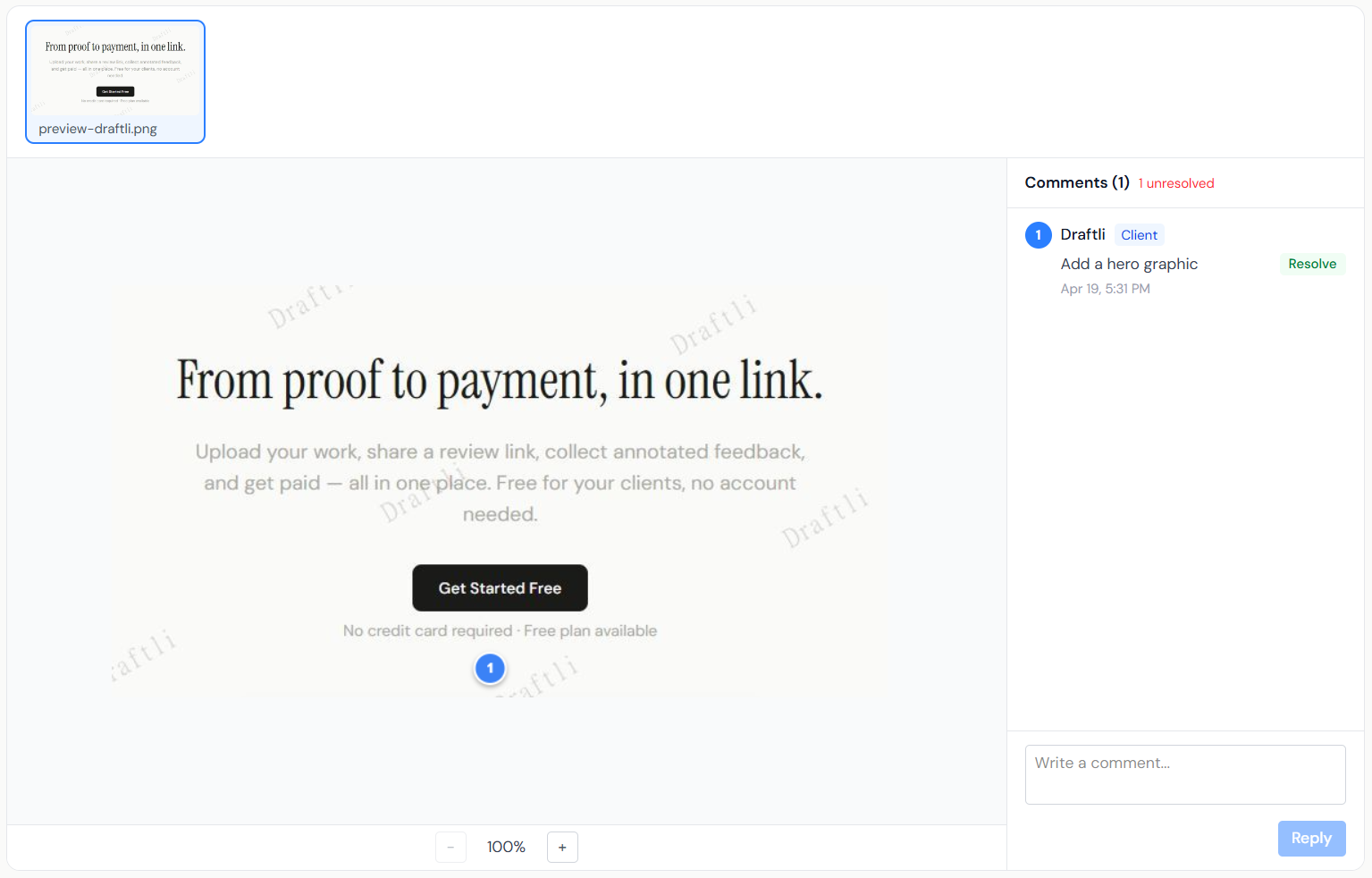 Draftli - Client review & payment as one gallery image