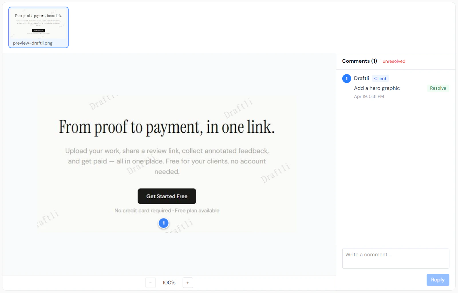 Draftli - Client review & payment as one screenshot 2