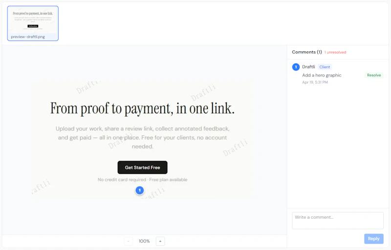 Draftli - Client review & payment as one screenshot 2
