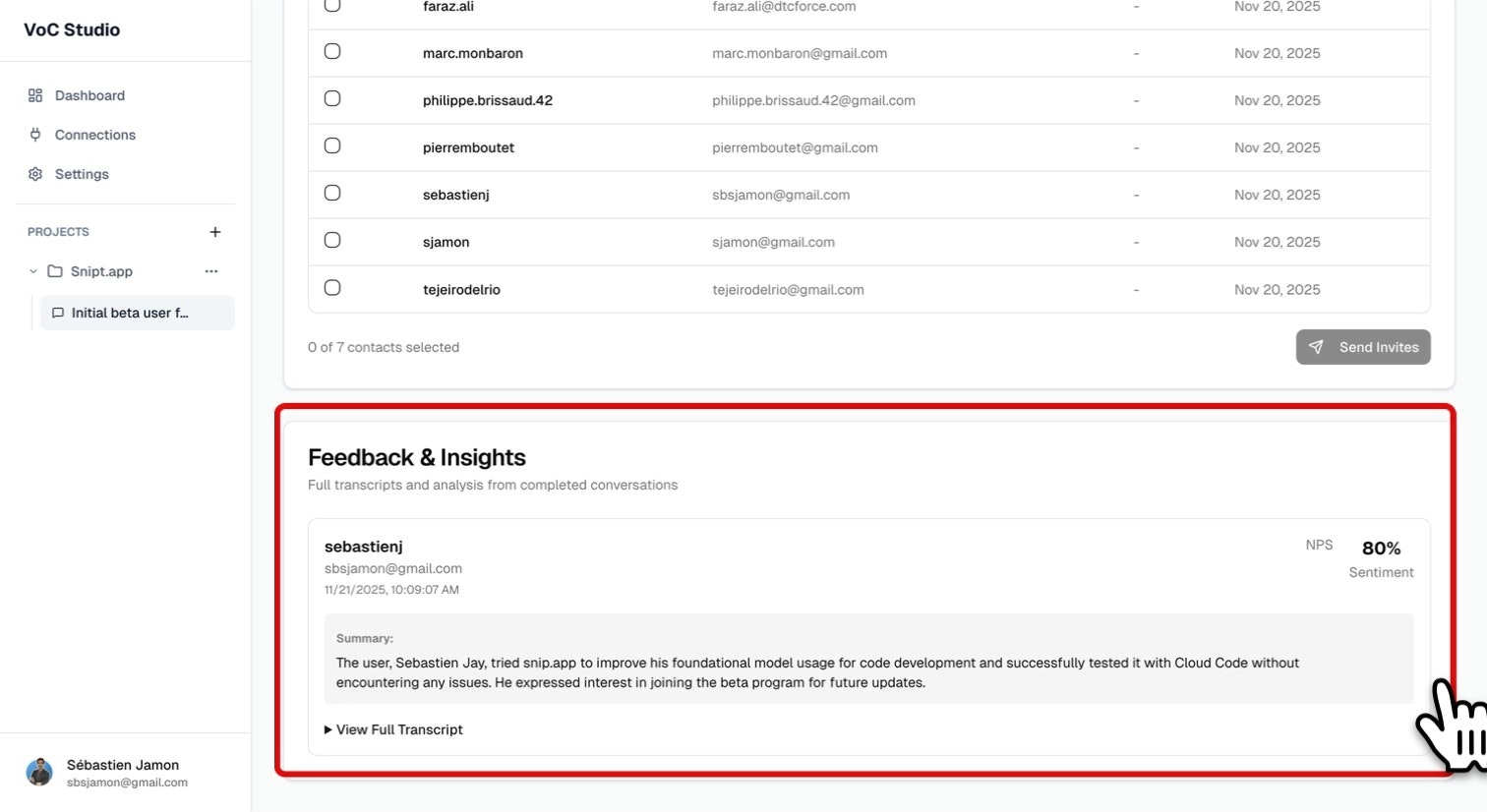 Voice of Customer Studio - Screenshot 4 showing product features and functionality
