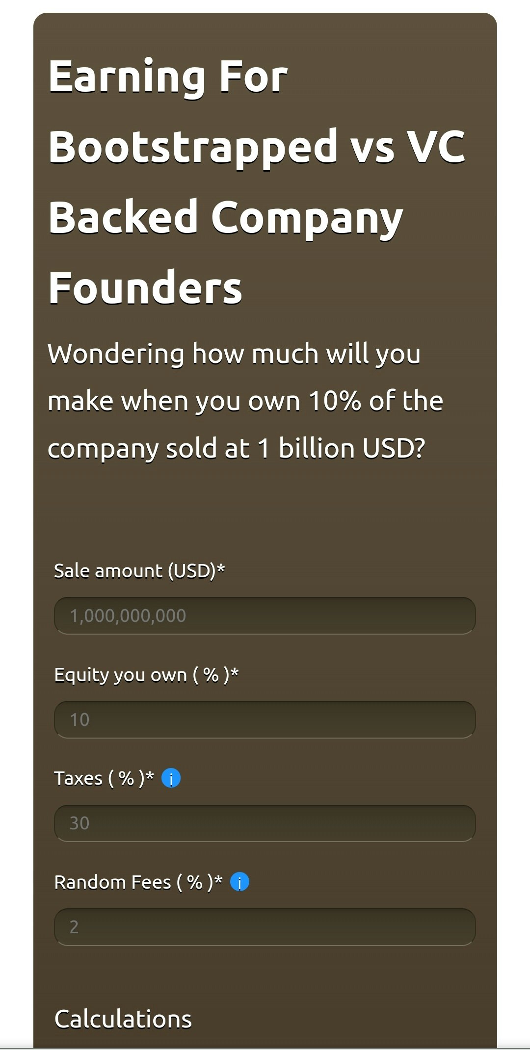 Company Buyout Calculator gallery image