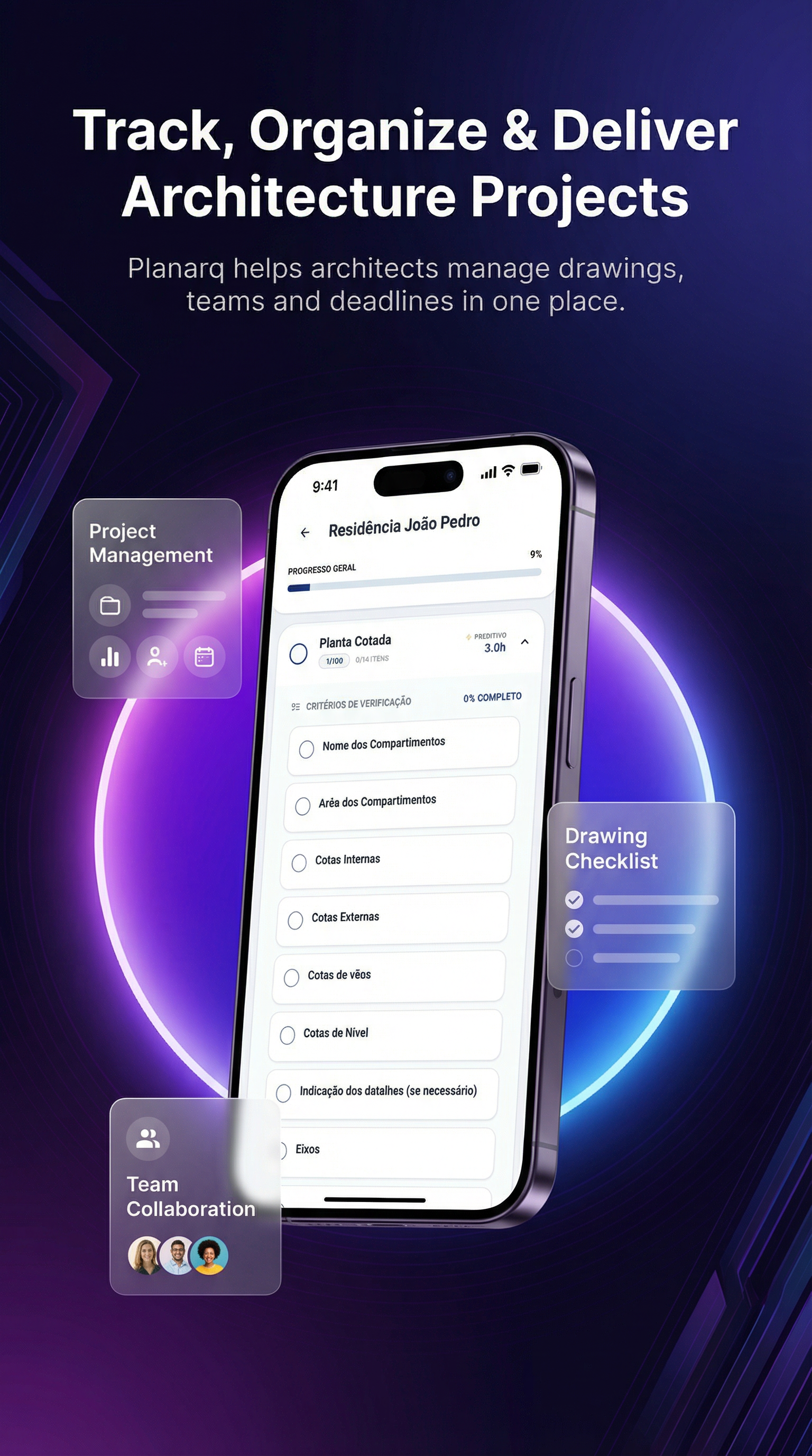 Planarq: Checklist tool for architects - Main product screenshot demonstrating key features and user interface