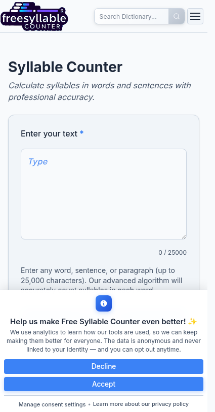 Free Syllable Counter-Text Analysis Tool gallery image