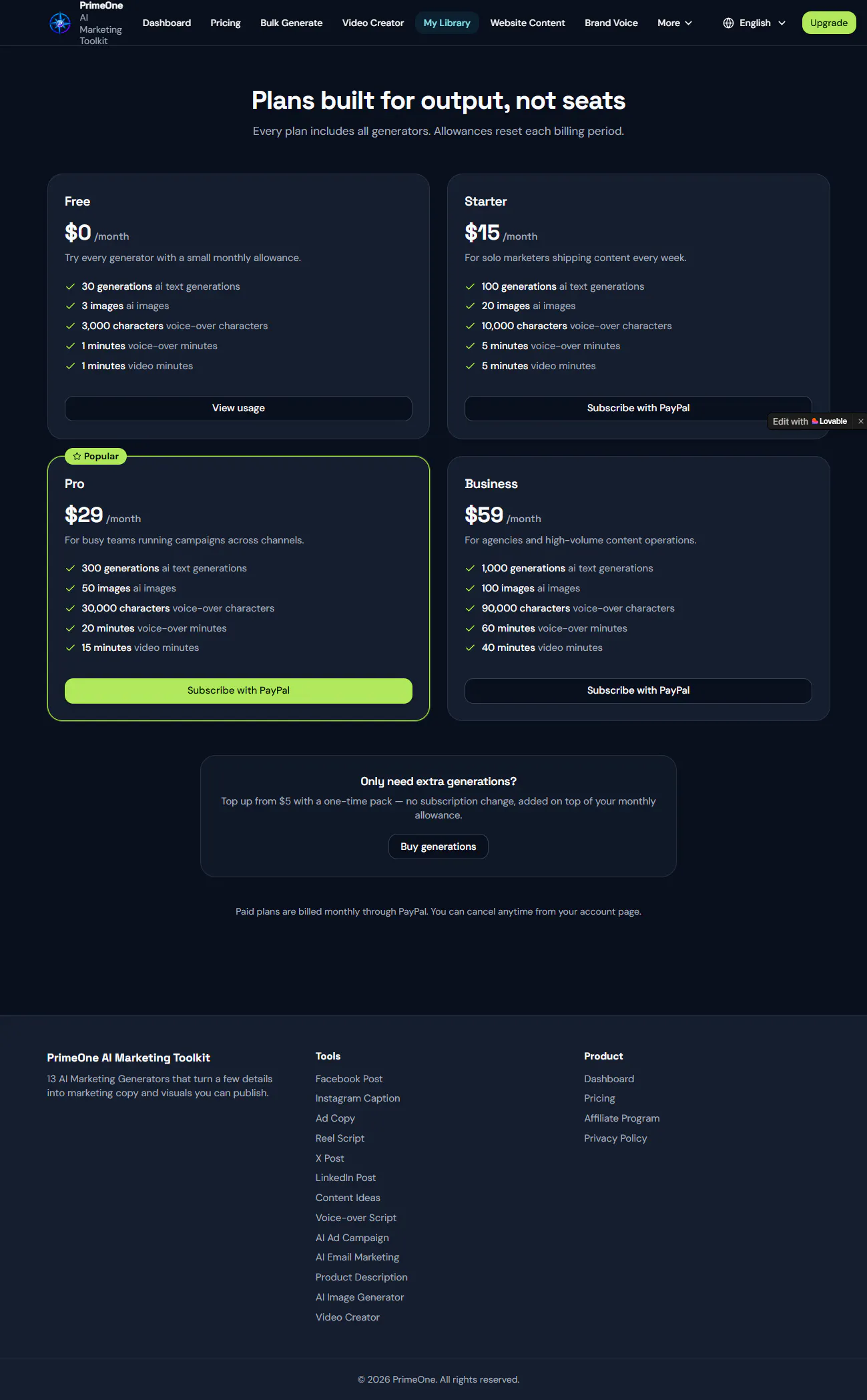PrimeOne AI Marketing Toolkit gallery image