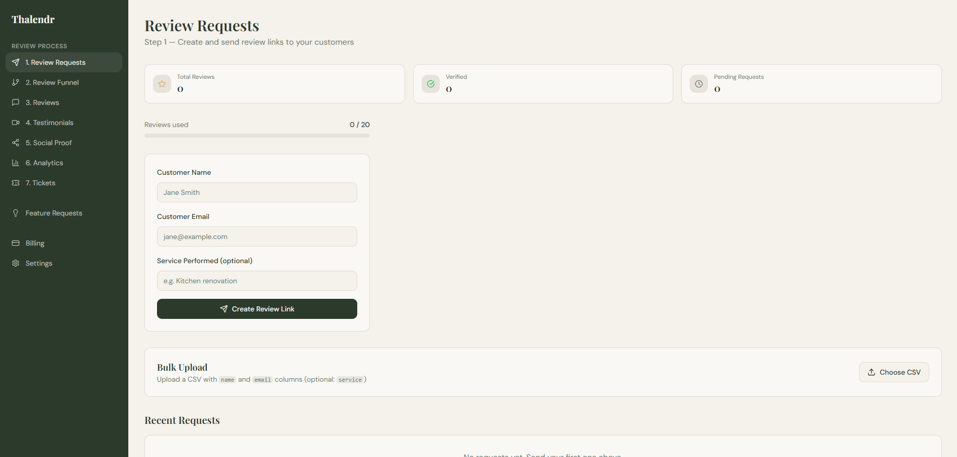Thalendr — Get Verified Reviews - Main product screenshot demonstrating key features and user interface