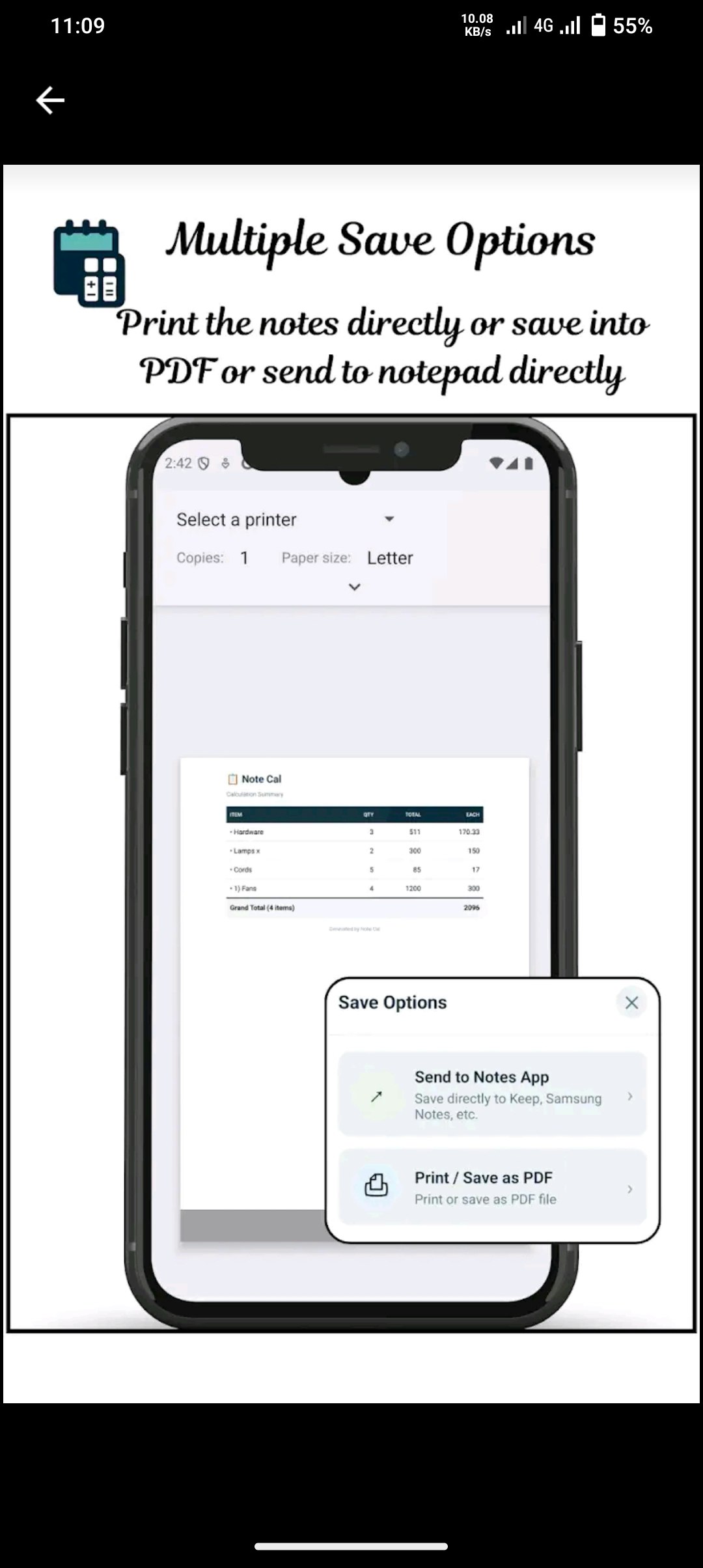 Note Cal   - Screenshot 3 showing product features and functionality