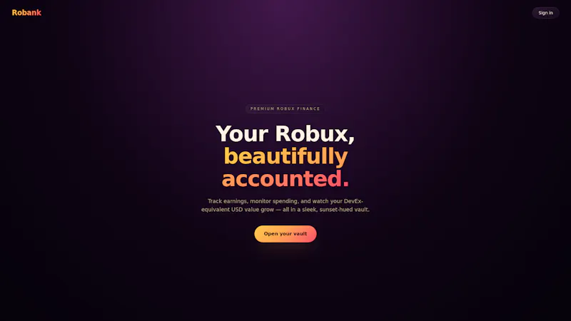 Robank — Premium Robux Finance Tracker screenshot 1