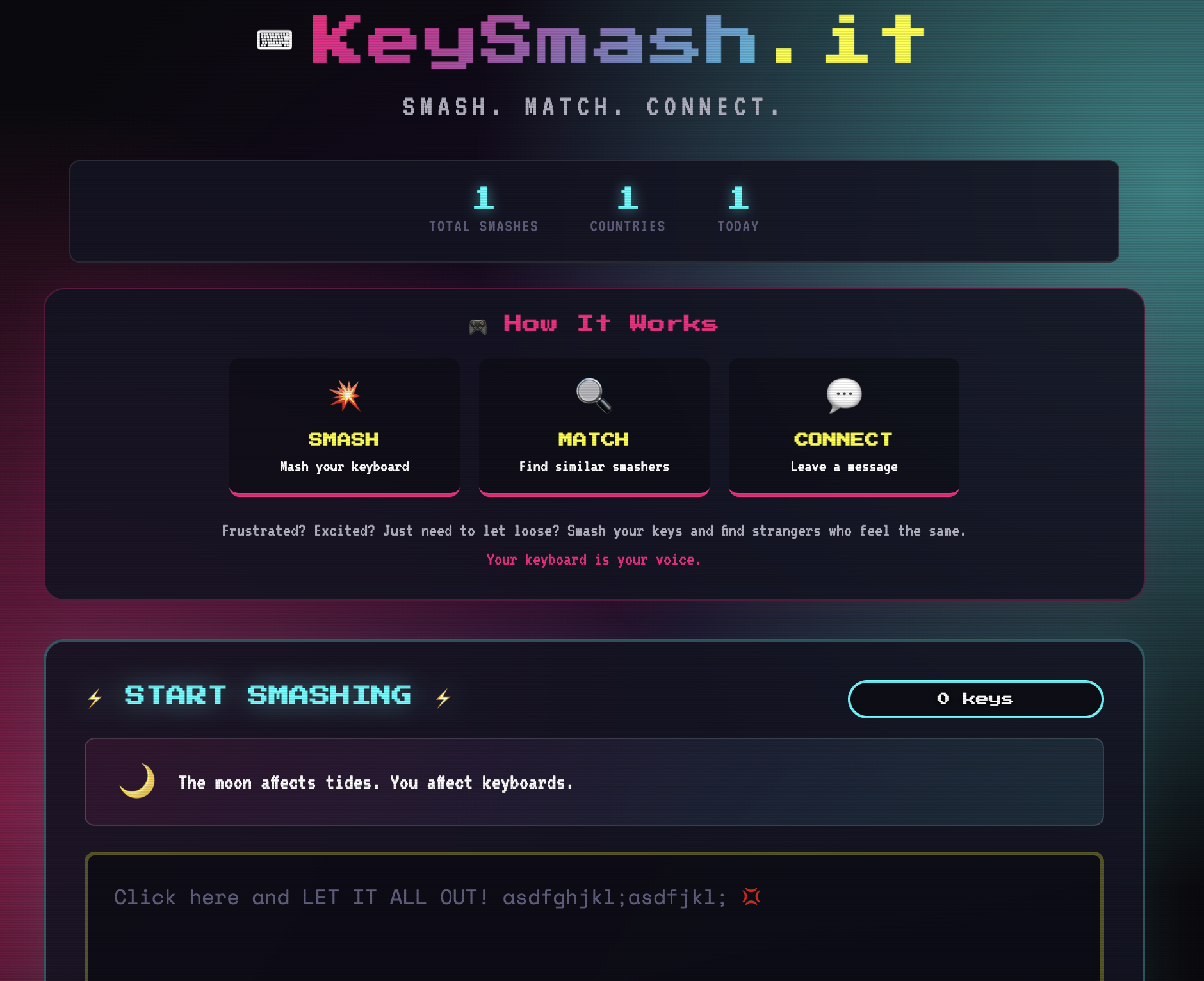 KeySmash.it - Main product screenshot demonstrating key features and user interface