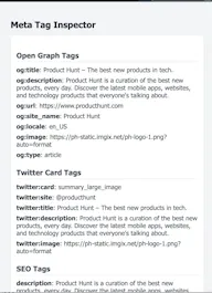 Meta tag inspector - Chrome Plugin