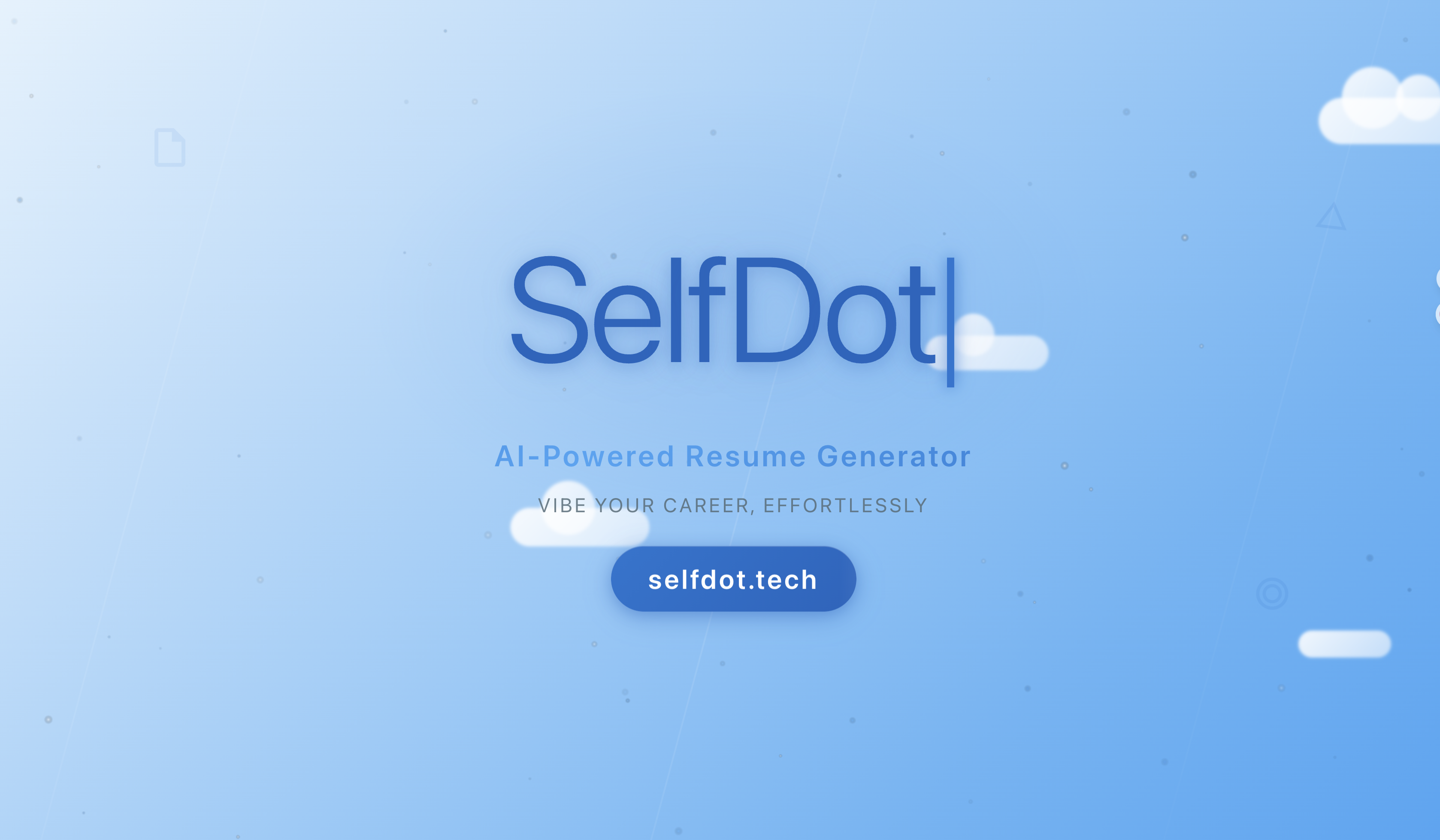 SelfDot- AI Resume Vibe Tool - Main product screenshot demonstrating key features and user interface