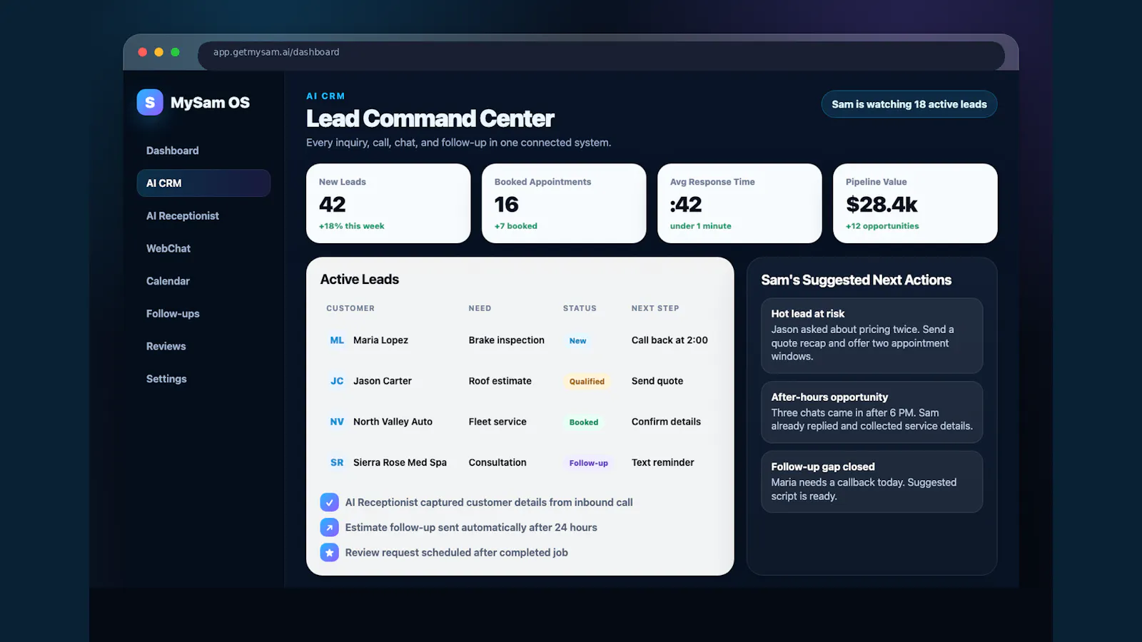 MySam Business OS screenshot 2