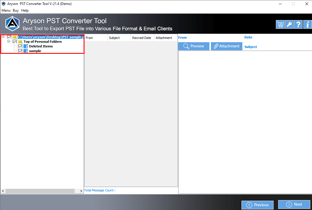وسائط أداة محول Outlook - أفضل برنامج لتحويل ملفات Outlook PST إلى PDF ، Mbox ، EML 4