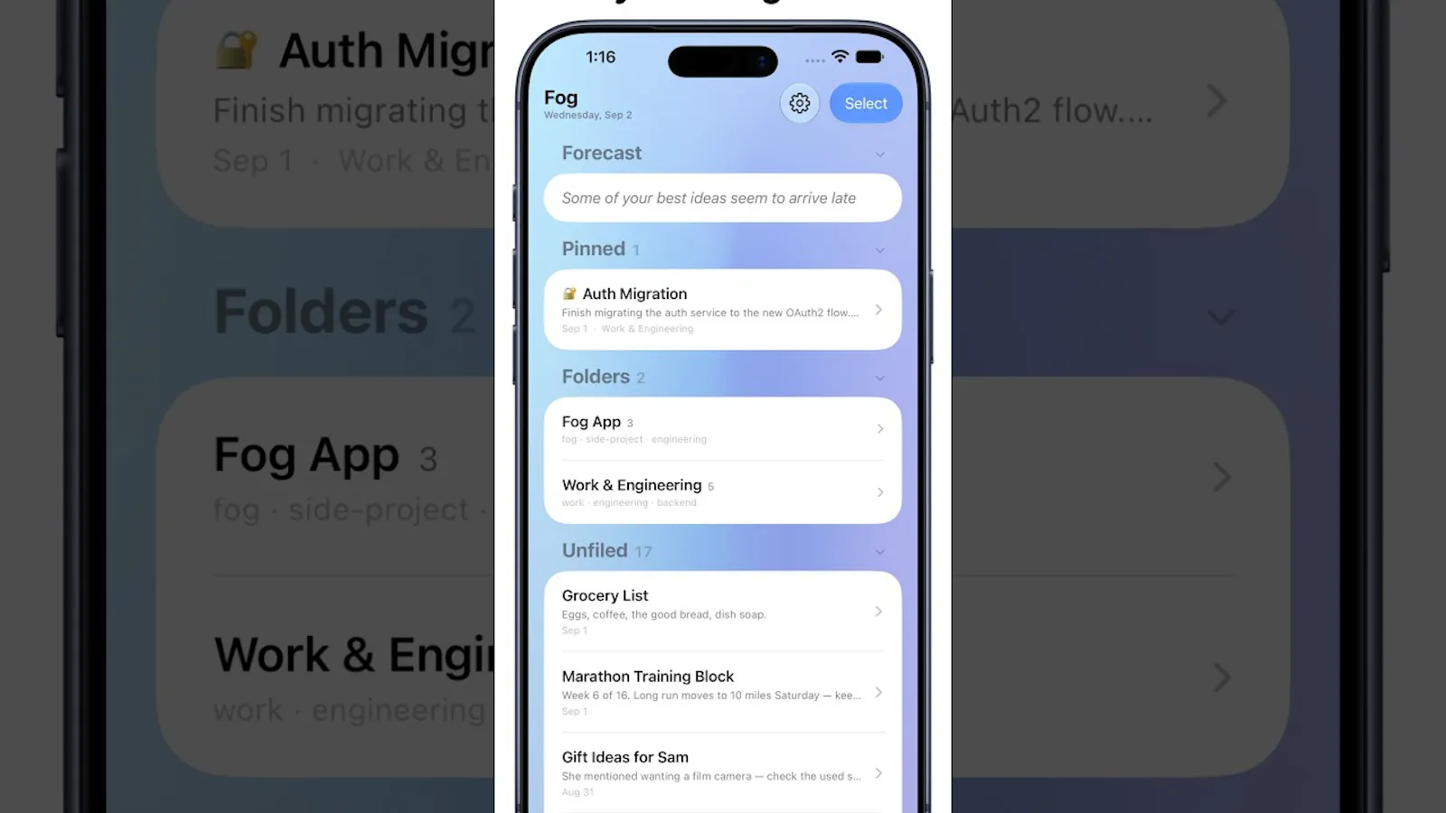 Fog: Smart Notes & Folders screenshot 1 (video preview)