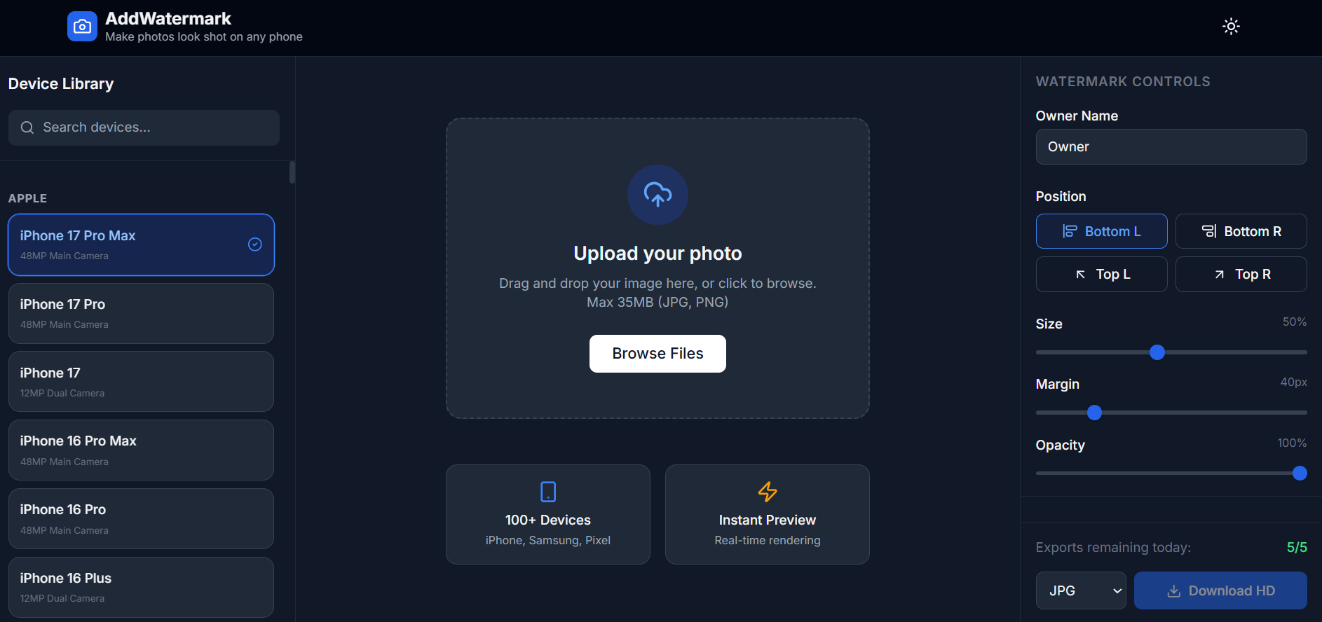 AddWatermark - Main product screenshot demonstrating key features and user interface