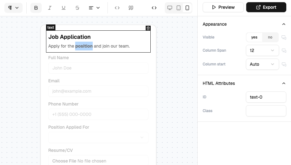 Mídia 2 de Construa SHADCN/UI Forms Seconds - Um construtor de formulários gratuito para componentes Shadcn/UI.