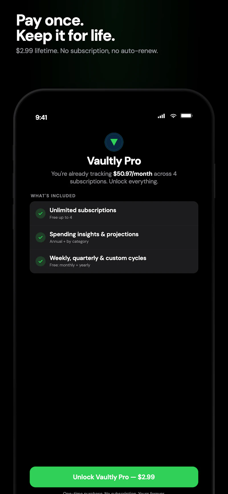 Vaultly: Subscription Tracker screenshot 3