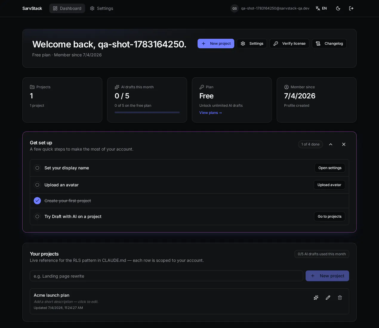 SarvStack - the agent-ready SaaS starter gallery image