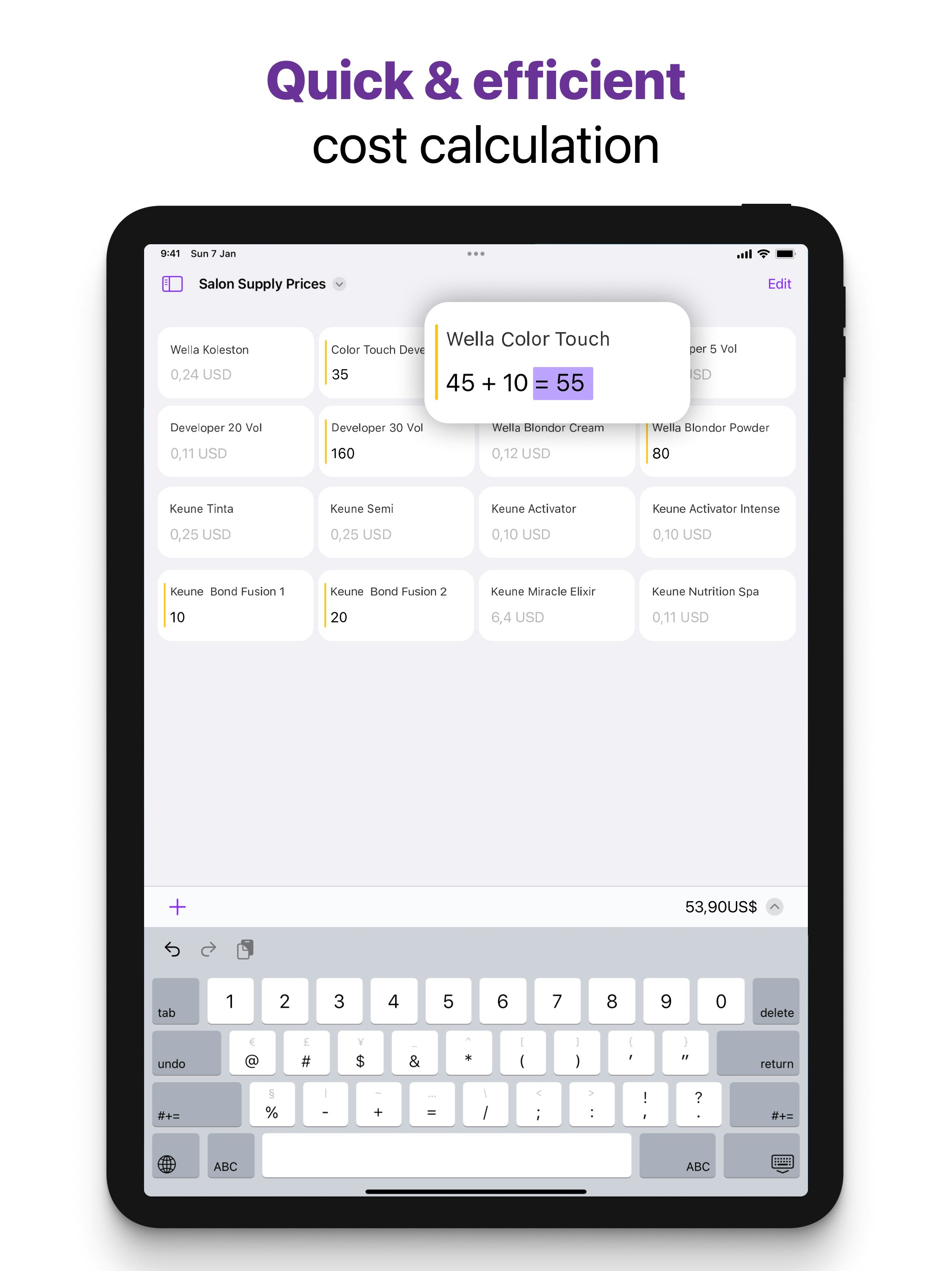 Holycalc - Рассчитайте затраты на основе цены за единицу материалов медиа 1